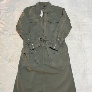 J Crew Cinched-waist utility dress in stretch chino sz 4 Iced Pine / Green